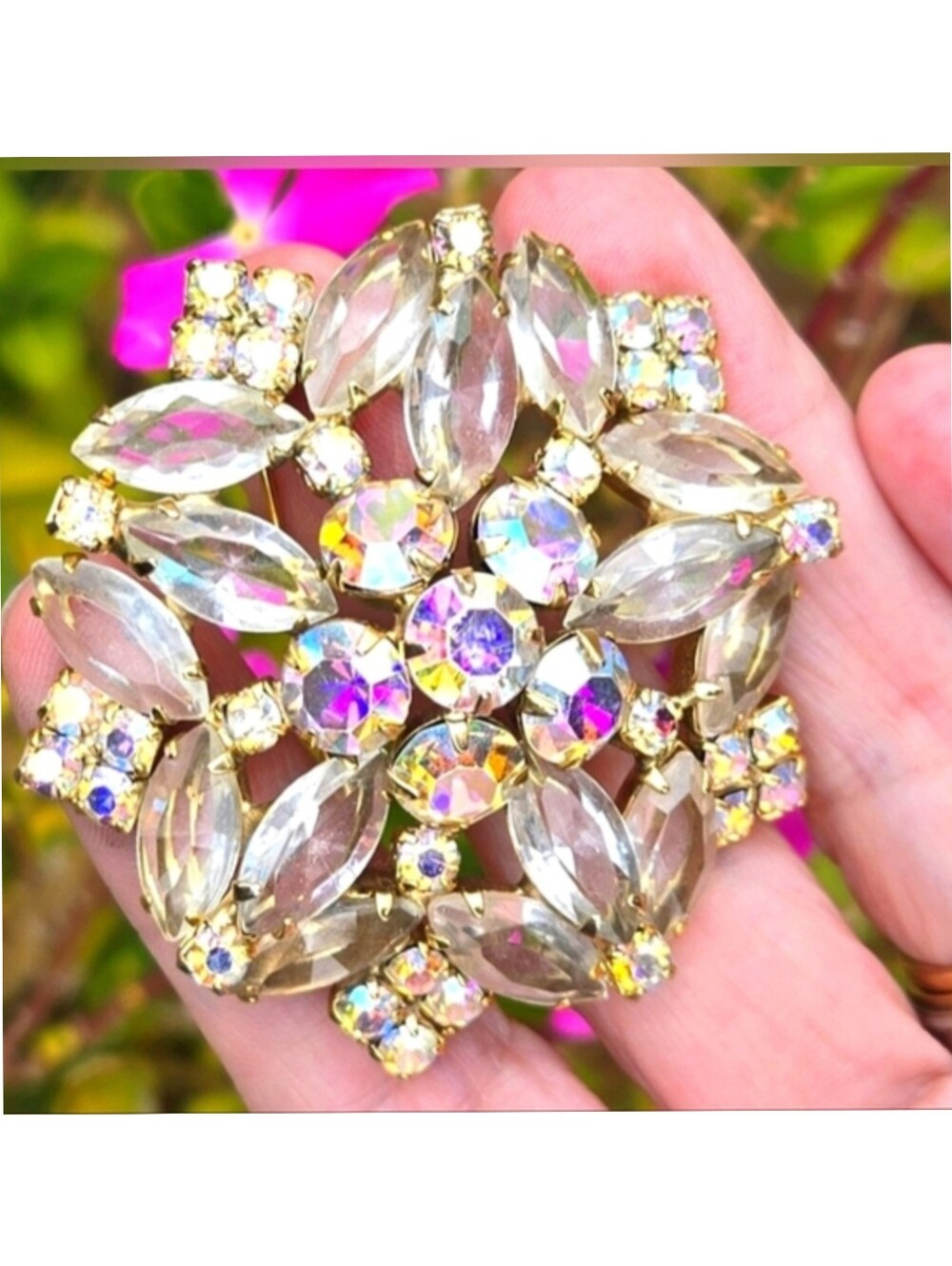Vtg Rhinestone Brooch